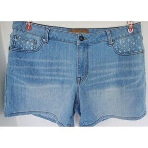 Bit & Bridle Jean Shorts Sz 16 Geometric Design Light Wash Denim Western Cowgirl